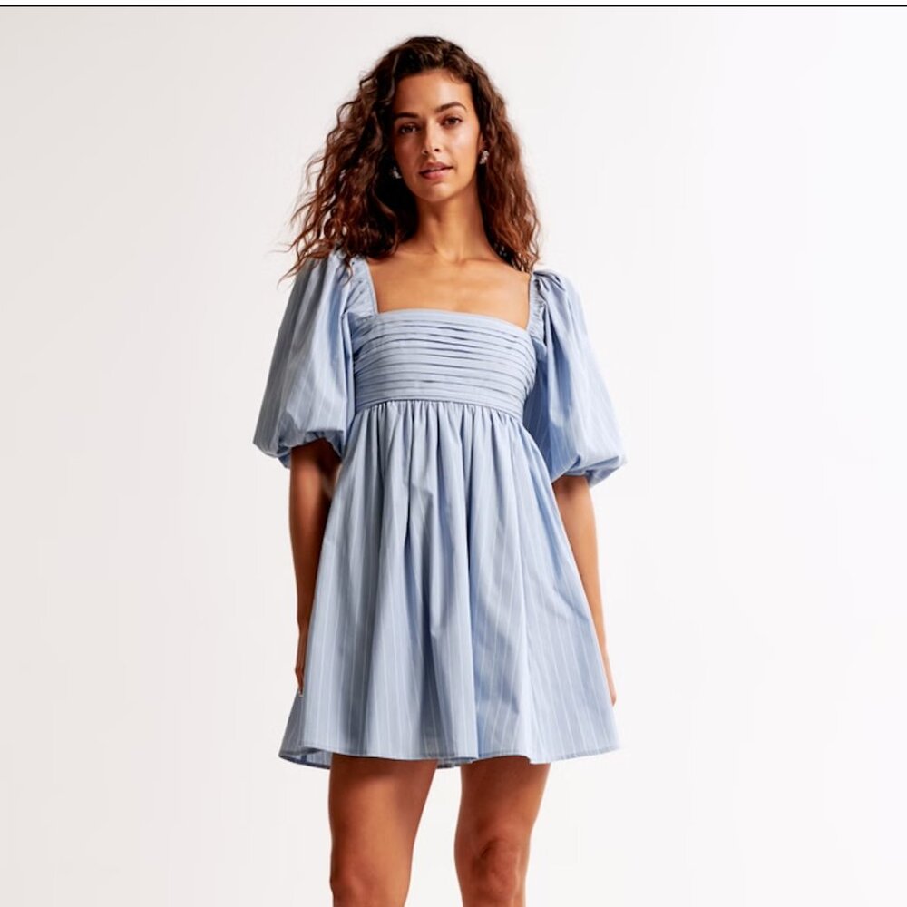 A&F Emerson Poplin Puff Sleeve Mini Dress
